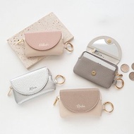 附鏡迷你翻蓋小包 【 簡約燙字 】 零錢包 包包 迷你錢包 鏡子 零錢袋 小物袋 文字加工 HE67U