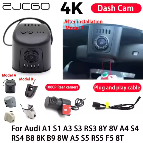 Car 4K Plug and Play Dash Cam Video Recorder Night Vision for Audi A1 S1 A3 S3 RS3 8Y 8V A4 S4 RS4 B