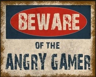 Metal Sign Beware Of The Angry Gamer Sign Vintage Sign Retro Aluminum Tin Signs for Home Kitchen Bat