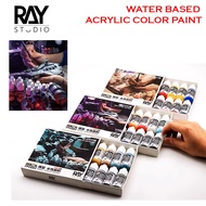 [RAY STUDIO] WATER BASED ACRYLIC COLOR PAINT FLAT TYPE MODEL KIT TOOLS