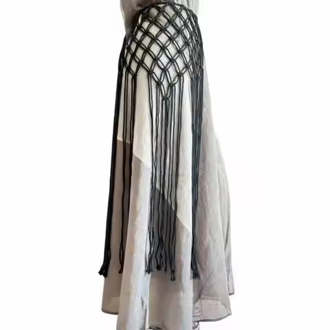 Handwoven Macrame Tassel Waist Belt, Boho Fringe Waistband for Dress Bikini Festival Outfit Festival