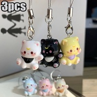 5EK6 0.00 Cartoon Cat Keychain, Kawaii Style, 1 / 3 Pieces, Suitable for Backpacks and Phones, Lanya