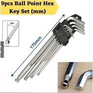 9 Pcs Ball Point Hex Allen Key Set - MM(extra long)