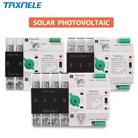 2P 3P 4P Din Rail ATS PV Inverter Dual Power Automatic Transfer Selector Switches Uninterrupted 63A 