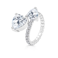 [New Arrivals] SO SEOUL Amora Heart Diamond Simulant 0.75 & 4 CT Zircon Spiral Adjustable Ring