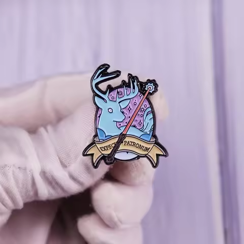 Expecto Patronum Enamel Pin Magic Wand Classic Movie Brooch H-Potter Wizard World Badge Classic Movi