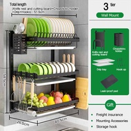 Hbs۞❦NETEL Kitchen Dish Rack Hanging Drying Dish Organizer Storage Shelf over the Sink, 2/3 Tier Bo