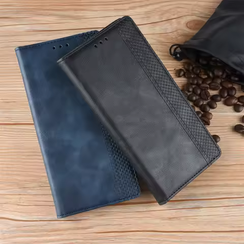 Flip Leather Wallet Business Case For VIVO V25 Pro Cases FOR Vivo X80 Lite S15 Plain Vintage Cover C