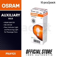 OSRAM W16W 16W 12V W2.1X9.5D CLEAR Auxiliary Bulb FRONT/REAR, 10PCS/PACK, 921