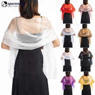 QUENNA Women Elegant Wedding Shawl Silver Party Evening Dress Silky Shawl Pure Color Scarf H6Q7