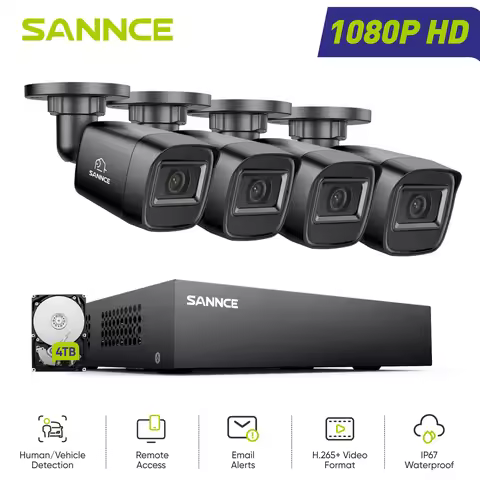 SANNCE 4CH 1080P DVR CCTV System 2MP IR Outdoor Security Cameras 1080P TVI CCTV DVR 1280TVL Surveill