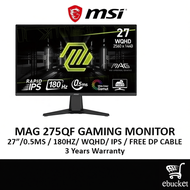 MSI MAG 275QF / MAG275QF 27" (2K WQHD/ RAPID IPS/ 0.5ms/ 180Hz/ Flat Gaming Computer Monitor/ Adapti