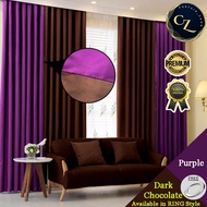 Ready Stock Modern Color, LANGSIR RAYA MIX COLOUR Kain Tebal (Free RING) 85% Blackout Curtain G8+G9 chocolate &amp; Purple