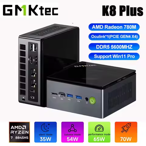 GMKtec K8 Plus AMD Ryzen 7 8845HS MINI PC Oculink DDR5 PCIe4.0 SSD WIFI6 BT5.2 Windows 11 Pro Deskto