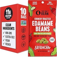 The Only Bean Crunchy Roasted Edamame Snacks Pack (Sriracha), Protein Keto Food, Gluten Free, Asian