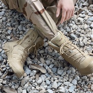 รองเท้าทหาร Mens Military Tactical Boots Leather Desert Army Combat Hiking Shoes