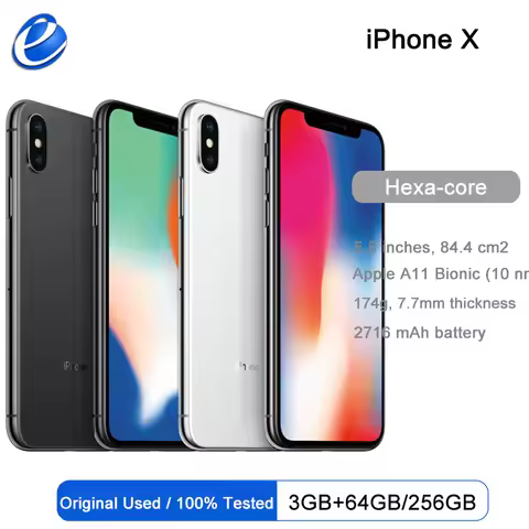 Apple iPhone X GSM Original Unlocked 4G LTE 5.8" Dual Rear Camera 12.0MP 3G RAM 64G/256G ROM Face ID