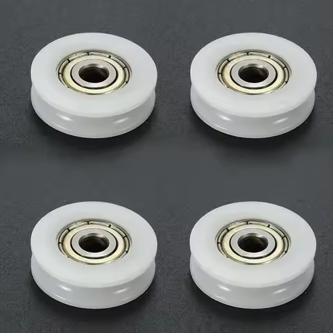 4pcs U Groove Nylon Round Pulley Ball Bearing Wheel Roller for Door Windows Shower Pulleys Drawer