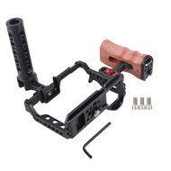 Andoer Aluminum Alloy Camera Cage Kit with Top Handle Grip Wooden Side Replacement REFG1