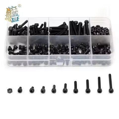 280pcs/box M2 M2.5 M3 Screw kits Hex socket head cap screw DIN912 Black steel Hexagon Cylinder Bolt 