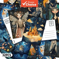 Fantasy 32pcs magic animal themed postcards, thickened cardstock, high-definition printing, decorati