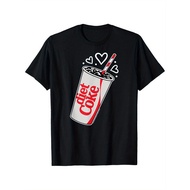 Cotton Heart-Shaped T-Shirt - Diet Coke Graphic, Crew Neck Black, Loose Fit, Ideal for Men, Women, D