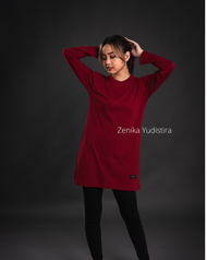 tunik kaos zenika / t-shirt / kaos wanita lengan panjang / kaos combed 24 s / kaos polos muslimah / 