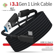 RADIV for Quest 2 Link Cable USB 3.0 to Type-C Elbow 90 Degree Gaming PC USB 3.0 Type C Fast Charges