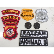 Embroidered 1 set of embossed security guards for West Java Regional Police /bandung 3d