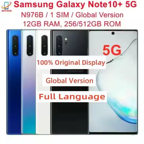 Samsung Galaxy Note10+ Note10 Plus 5G N976B 256/512GB 12GB Global Version 6.8" AMOLED Octa Core Exyn