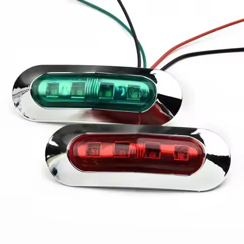 2Pcs Boat Navigation Light Deck Waterproof Bow Pontoon Lights Red Green LED 12-24V Sailing Signal La