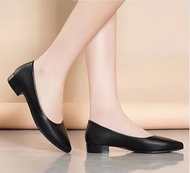 NOBLESSE Korean Pointed Toe Black Office Work Block Chunky Heels Shoes for Women 2022.12.19