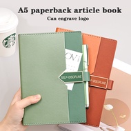 (Can Engrave Logo) A5 business buckle notepad, student subject notebook, leather cover, thickened li