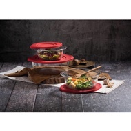 Borcam Round Casserole + Plastic Cover  0.84L/1.45L/2.1L