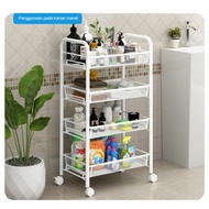 Shopaholic Vanillasky Trolley Rack Kitchen Trolley Rack Storage Trolley Rack Bathroom Shelf Multipurpose Spice Rack 4-tier Stacking Rack