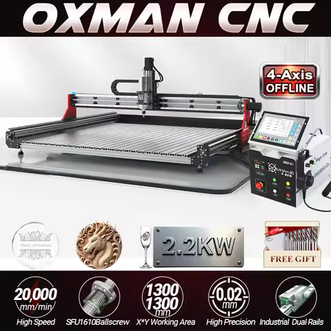BulkMan3D OXMAN 4-Axis CNC Router Kit with Closed-Loop 20K Speed SFU1610 Ball Screw Dual Linear Rail