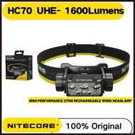 NITECORE HC70 UHE 1600Lumens 6 x NiteLab UHE LED USB-C Rechrgeable Headlamp White Light+Red Light Wi