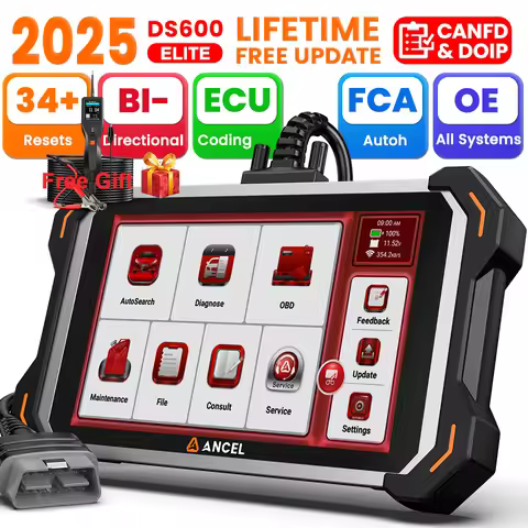 ANCEL DS600 Elite OBD2 Scanner Bidirectional Full System Scan Tool 34+Resets ECU Online Coding FCA S