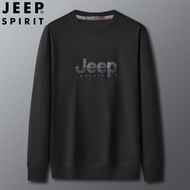 JEEP SPIRIT เสื้อกันหนาวผู้ชาย Oversize รอบคอหลวมเสื้อกันหนาวผ้าฝ้ายแขนยาวพิมพ์กีฬากลางแจ้งเสื้อลำลอ