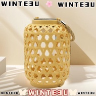 WINTE3U Woven Landscape Chandelier, LED Warm Light  Imitation Rattan Lantern, Atmosphere Waterproof 