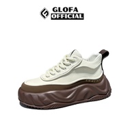 GLOFA Men's Sneakers - G35 White Wedge Sole - 5cm high, Extremely Comfortable