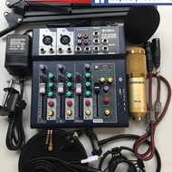Bộ Thu âm Livestream online AMI BM900-MIXER F4 BLUETOOTH DÂY LIVE CHẾ+CHÂN KẸP MÀNG LỌC ĐẦY ĐỦ bh 1 