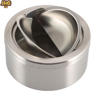 Home &amp; Living Stainless Steel Cigarette Lidded Ashtray Silver Round Windproof Ashtray with Cover Portable Outdoor Accessories