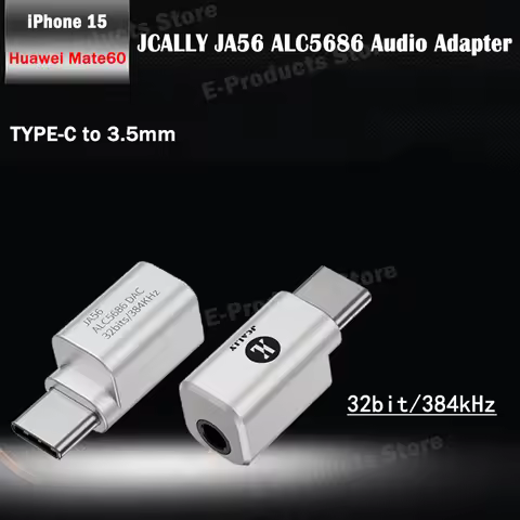 JCALLY JA56 ALC5686 Type-c to 3.5mm HiFi Audio Adaptar DAC Phone Adaptar For iPhone 15 Android 384kH