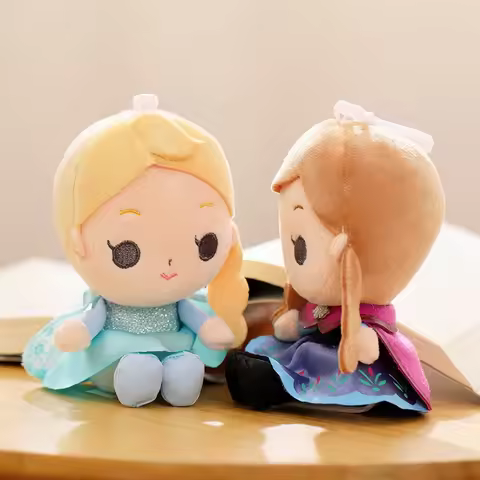 12cm Copyright Frozen Anna Elsa Plush Keychains Dolls Small Pendant Backpack Hangings Christmas Birt