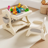 Children's multifunctional building block table, baby puzzle big particle building block game table
