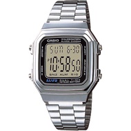 Casio Digital แบตเตอรี่ 10 ปี นาฬิกาข้อมือผู้หญิง สายสแตนเลส รุ่น A178WA-1A ของแท้ ประกัน CMG