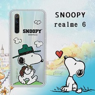 史努比/SNOOPY 正版授權 realme 6 漸層彩繪空壓手機殼(郊遊)