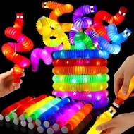 Pop Tubes Tube Sensory Fidget Toys Mainan Anak Pop It led lampu