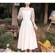 bridesmaid dress bridesmaid dress plus size Champagne Bridesmaid Dress - Mid-Length Summer Skirt
